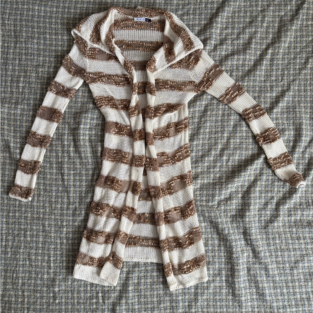 RAGZ Art Wear Brown and Cream Women's Sweater Size XS/S